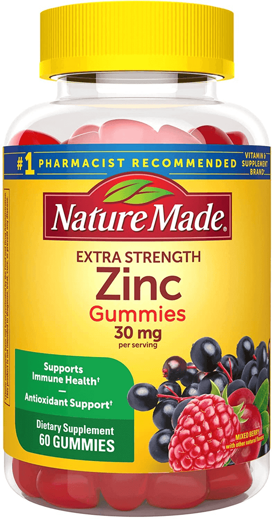 Nature Made Extra Strength Zinc 30 Mg, Dietary Supplement for Immune Health and Antioxidant Support, 60 Gummies, 30 Day Supply