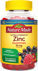 Nature Made Extra Strength Zinc 30 Mg, Dietary Supplement for Immune Health and Antioxidant Support, 60 Gummies, 30 Day Supply - vitamenstore.com