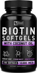 Biotin with Coconut Oil for Hair 10000mcg (180 Softgels) Biotin Supplement - Biotin Pills for Hair Skin and Nails Vitamins for Women Biotin Capsules for Men Hair Growth 6 mo Supply - vitamenstore.com