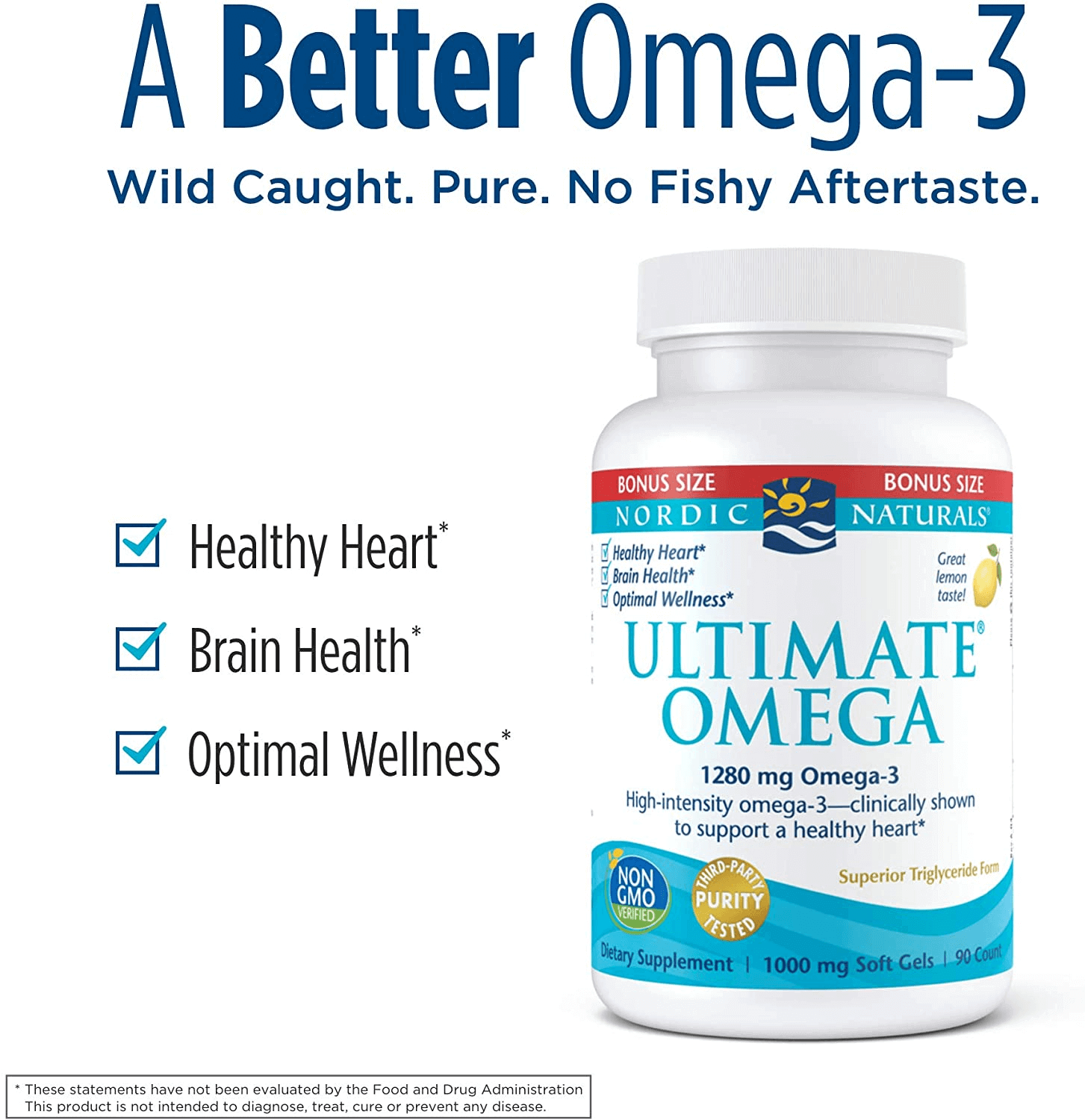 Nordic Naturals Ultimate Omega, Lemon Flavor - 1280 Mg Omega-3-60 Soft Gels - High-Potency Omega-3 Fish Oil Supplement with EPA & DHA - Promotes Brain & Heart Health - Non-Gmo - 30 Servings - vitamenstore.com