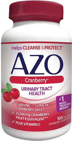 AZO Cranberry Urinary Tract Health Dietary Supplement, 1 Serving = 1 Glass of Cranberry Juice, Sugar Free, 100 Softgels | Free Shipping | Vitamenstore.com