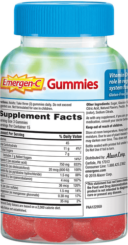 Emergen-C Immune+ Immune Gummies, Vitamin D plus 750 mg Vitamin C, Immune Support Dietary Supplement, Caffeine Free, Gluten Free, Raspberry Flavor - 45 Count | Free Shipping | Vitamenstore.com