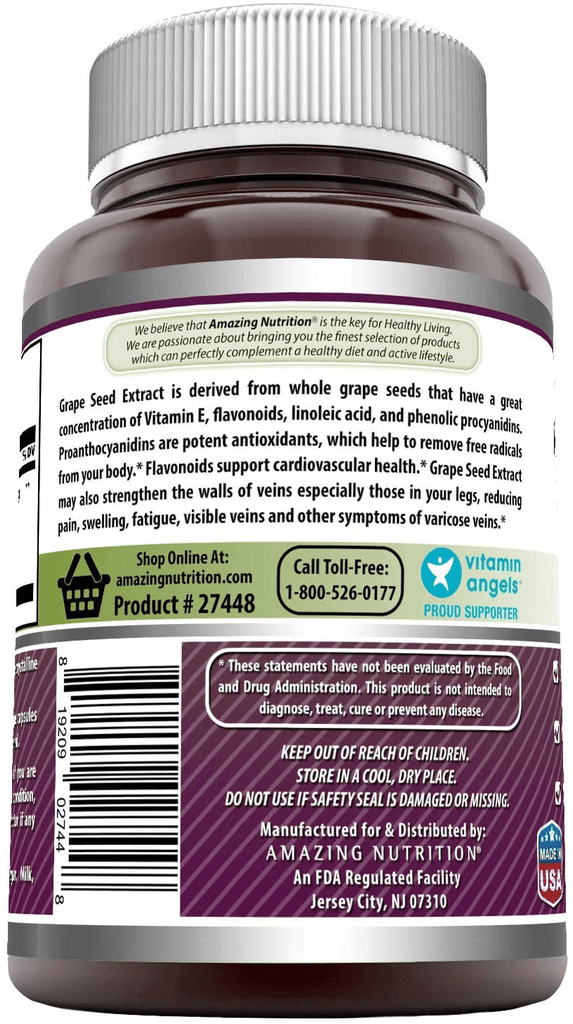 Amazing Formulas Grapeseed Extract 16000 mg Per Serving 240 Veggie Capsules (Non GMO,Gluten Free) - 20:1 Extract Equivalent to Approximately 16,000 mg of Dry Grape Seed Powder - Vitamenstore.com - Vitamenstore.com