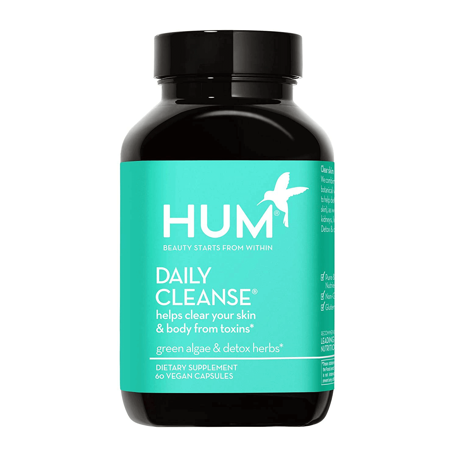 HUM Daily Cleanse Skin Supplement - Clear Skin with Organic Algae, 14 Herbs, Vitamins & Minerals to Soothe and Balance Skin, Supports Improved Digestion (60 Vegan Capsules) - vitamenstore.com