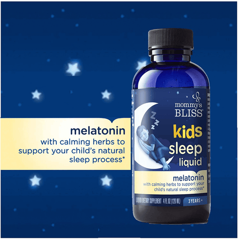 Mommy's Bliss Kids Sleep Liquid with Melatonin and Calming Herbs, Age 3 Years to Adults, Natural Grape Flavor, Sugar Free, 4 Fl Oz (60 Servings) | Free Shipping | Vitamenstore.com