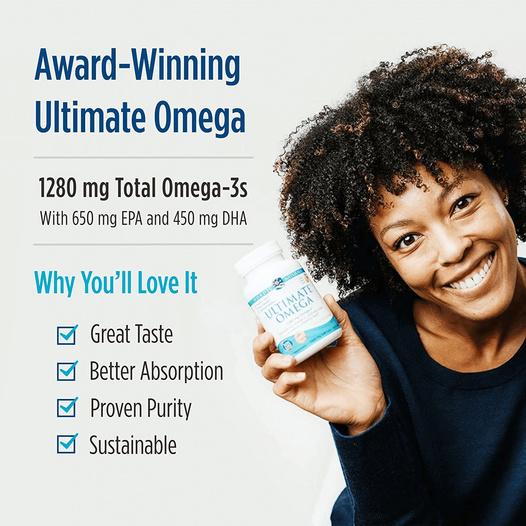 Nordic Naturals Ultimate Omega, Lemon Flavor - 1280 Mg Omega-3-180 Soft Gels - High-Potency Omega-3 Fish Oil with EPA & DHA - Promotes Brain & Heart Health - Non-Gmo - 90 Servings