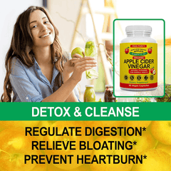 100% Organic Raw Apple Cider Vinegar Capsules - Natural Detox Gut Cleanse & Healthy Digestion - Tasteless & Easy to Swallow - Extra Strength ACV Pills - 1000 mg - vitamenstore.com