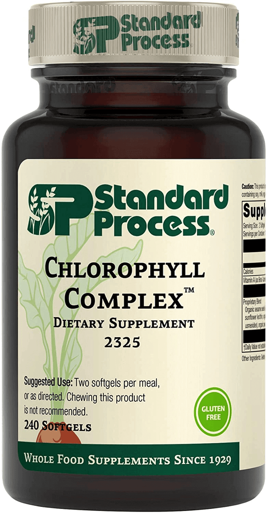 Standard Process Chlorophyll Complex - Immune Support, Antioxidant Activity, Skin Health and Hair Health Support with Vitamin A, Sunflower Lecithin, Buckwheat, Spanish Moss, and More - 240 Softgels