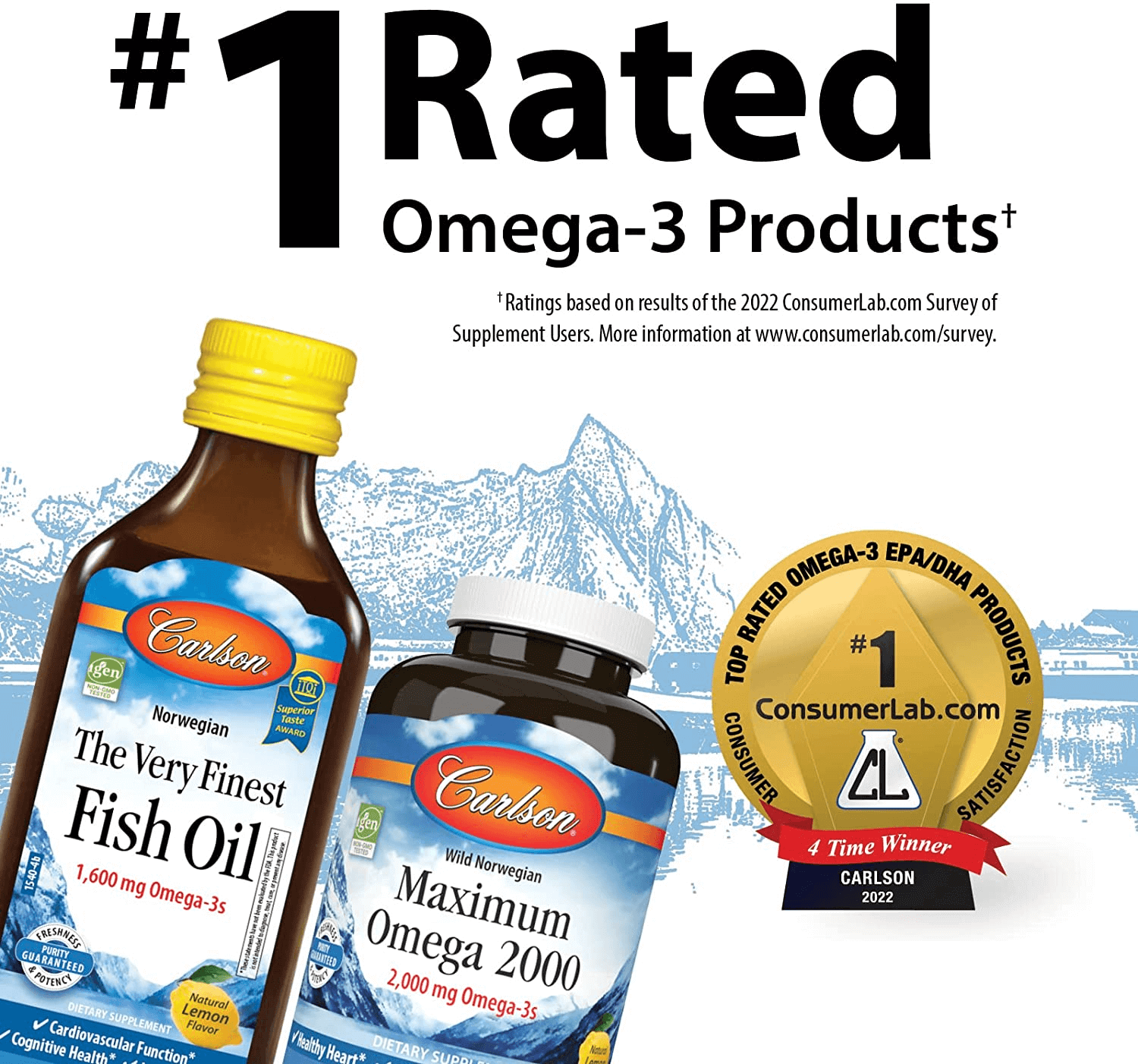 Carlson Super DHA Gems - 500 Mg DHA Supplements, 640 Mg Fatty Acids, Norwegian Fish Oil Concentrate, Wild-Caught, Sustainably Sourced Fish Oil Capsules, 240 Softgels - vitamenstore.com