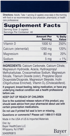 Citracal Slow Release 1200, 1200 mg Calcium Citrate and Calcium Carbonate Blend with 1000 IU Vitamin D3, Bone Health Supplement for Adults, Once Daily Caplets, 80 Count | Free Shipping | Vitamenstore.com