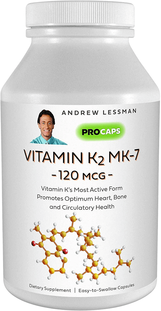 Andrew Lessman Vitamin K2 MK7 120 Mcg 180 Softgels – Essential for Healthy Calcium Utilization, Promotes Optimum Skeletal, Heart and Arterial Health. No Additives. Small Easy to Swallow Softgels