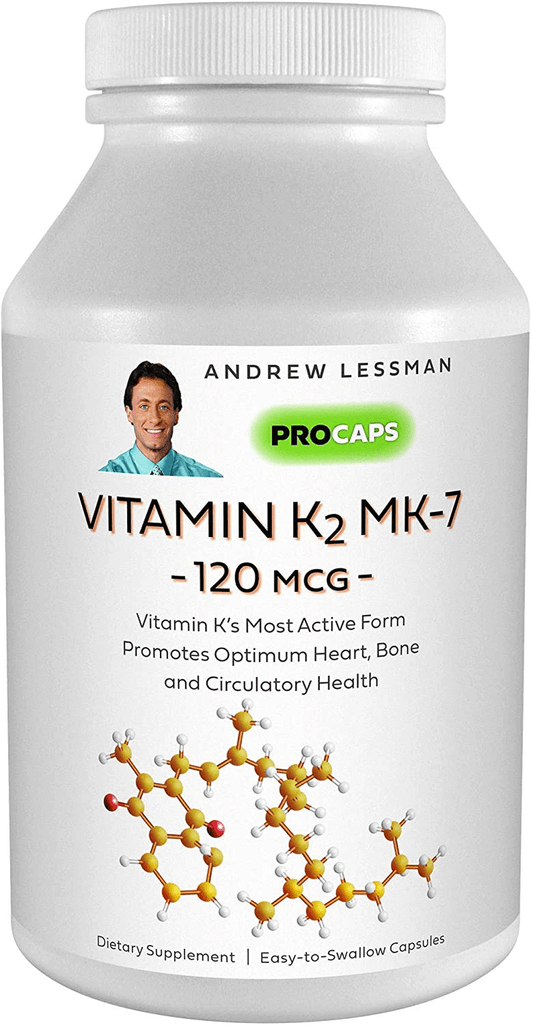 Andrew Lessman Vitamin K2 MK7 120 Mcg 180 Softgels – Essential for Healthy Calcium Utilization, Promotes Optimum Skeletal, Heart and Arterial Health. No Additives. Small Easy to Swallow Softgels - vitamenstore.com