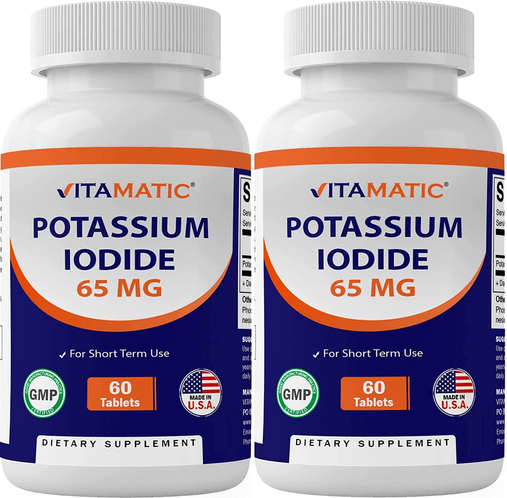 2 Pack - Vitamatic Potassium Iodide 65 Mg per Serving - 60 Tablets - Thyroid Support - Exp Date 03/2025