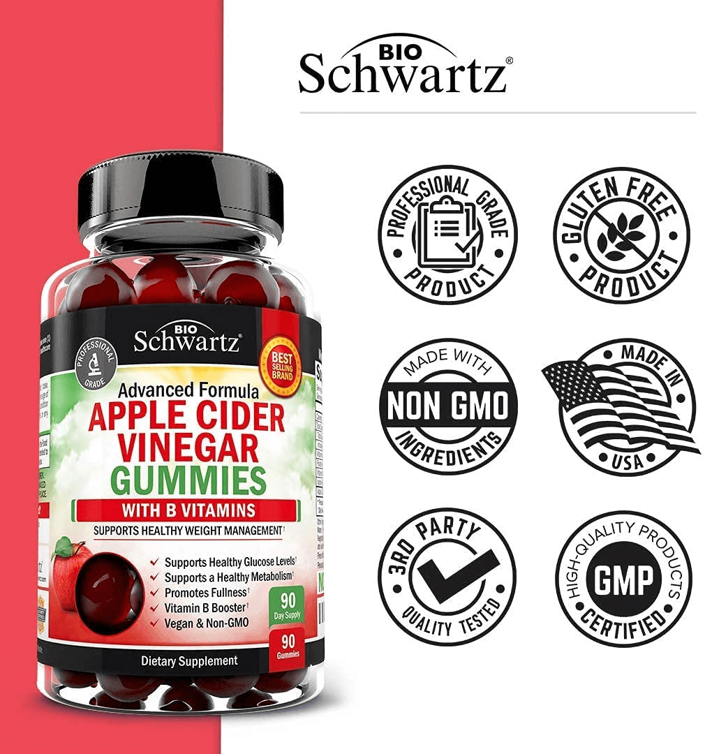 Apple Cider Vinegar Gummies for Weight Loss - ACV Gummies with the Mother for Women & Men - Energy Boost Bloat Digestive & Immune Support - Vitamin B12 B6 B 9 Folic Acid - Vegan Detox Cleanse -90Ct - vitamenstore.com