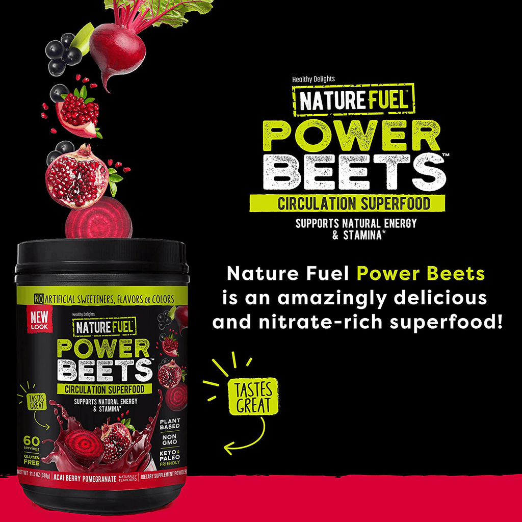 Nature Fuel Power Beets Super Concentrated Circulation Superfood Dietary Supplement – Delicious Acai Berry Pomegranate Flavor – Non-GMO Beet Root Powder - 60 Servings - Vitamenstore.com