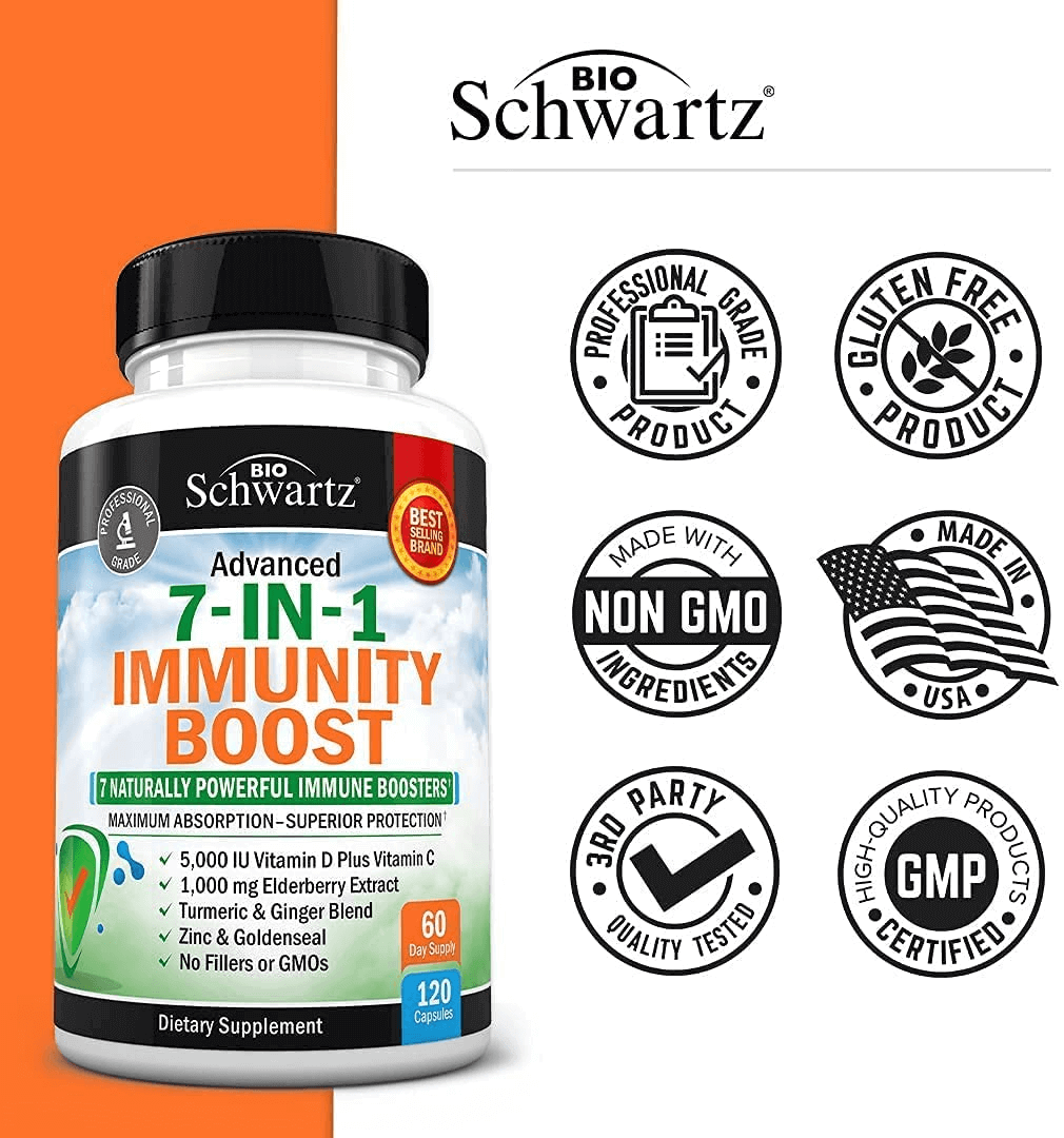 Immune Support Supplement with Zinc Vitamin C Vitamin D 5000 IU Elderberry Ginger D3 Goldenseal - Dr Approved Immunity Vitamins for Adults Women and Men - Natural Immune System Booster Defense -120Ct - vitamenstore.com