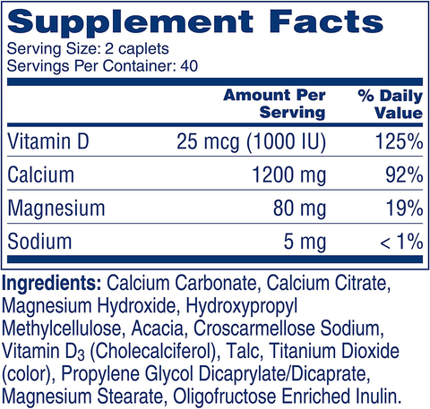 Citracal Slow Release 1200, 1200 mg Calcium Citrate and Calcium Carbonate Blend with 1000 IU Vitamin D3, Bone Health Supplement for Adults, Once Daily Caplets, 80 Count | Free Shipping | Vitamenstore.com