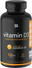 Sports Research 5000 Iu Vitamin D3 Supplement with Organic Coconut Oil - Vitamin D for Strong Bones & Immune Health - Supports Calcium Absorption - Non-Gmo - 125Mcg, 30 Mini Softgels for Adults - vitamenstore.com