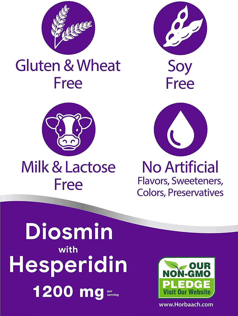 Diosmin and Hesperidin | 1200 mg | 180 Capsules | Non-GMO, Gluten Free | by Horbaach - Vitamenstore.com - Vitamenstore.com