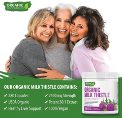 Organic Discounters USDA Organic Milk Thistle Extract Capsules, 280 Count, 7500 mg Strength, Potent 30:1 Extract, USDA Certified Organic, Rich in Silymarin Flavonoids, Vegan, Non-GMO and All-Natural - vitamenstore.com