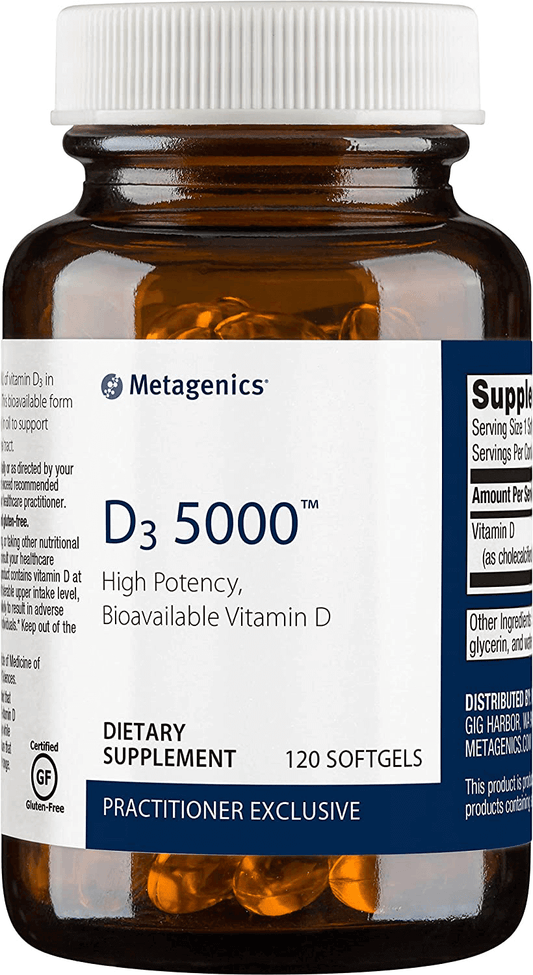 Metagenics D3 5000™ – Vitamin D Supplement 5,000 IU (325 mcg) – Support for Bone, Cardiovascular, and Immune Health* | 120 softgels - vitamenstore.com