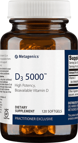 Metagenics D3 5000™ – Vitamin D Supplement 5,000 IU (325 mcg) – Support for Bone, Cardiovascular, and Immune Health* | 120 softgels | Free Shipping | Vitamenstore.com