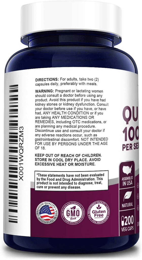 Quercetin 1000 mg - 200 Veggie Caps (Non-GMO,Gluten-Free, Vegetarian) Supports Healthy Immune System and Normal Respiratory Functions.* - Vitamenstore.com