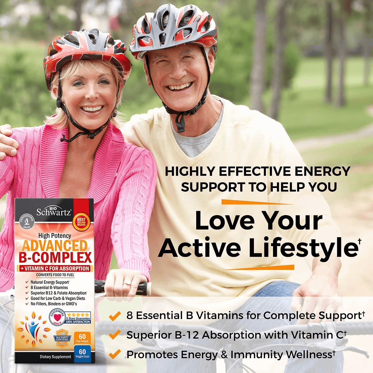 Vitamin B Complex with Vitamin C for Maximum Absorption - Methylcobalamin B12 & Folate Folic Acid Supplement - Vitamins B1 B2 B3 B5 B6 B7 B9 for Immune Energy & Nervous System Support - Non-Gmo -60Ct - vitamenstore.com