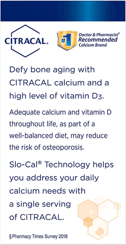 Citracal Slow Release 1200, 1200 mg Calcium Citrate and Calcium Carbonate Blend with 1000 IU Vitamin D3, Bone Health Supplement for Adults, Once Daily Caplets, 80 Count | Free Shipping | Vitamenstore.com