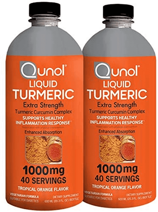 Liquid Turmeric Curcumin, Qunol with Bioperine 1000Mg, Joint Support, Dietary Supplement, Extra Strength, 40 Servings, Twin Pack - vitamenstore.com
