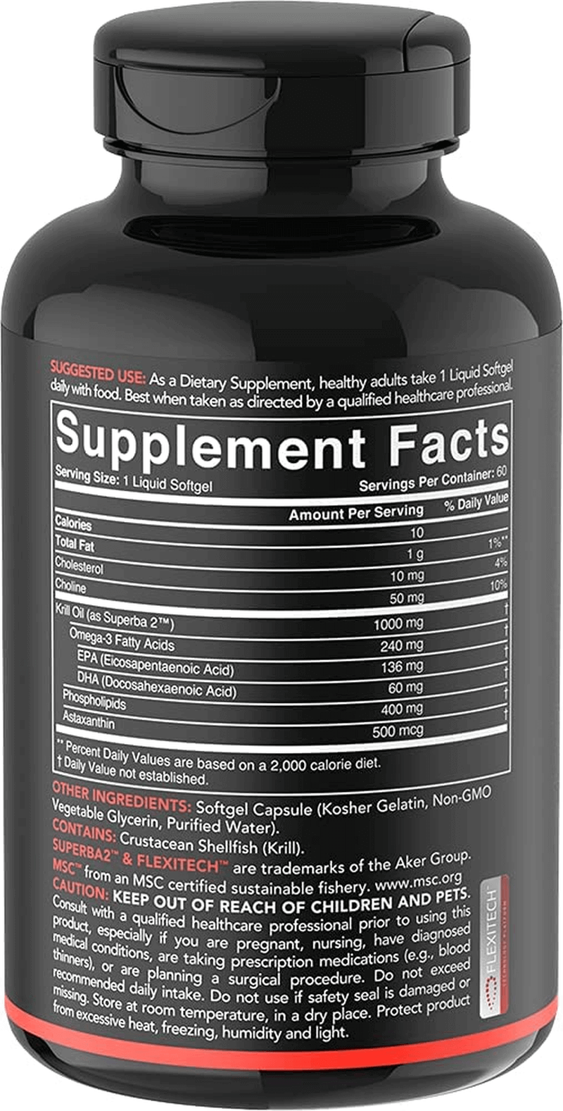 Antarctic Krill Oil 500Mg with Omega-3 EPA & DHA + Astaxanthin, Phospholipids & Choline | MSC Certified Sustainable & Non-Gmo Verified (120 Mini-Softgels) - vitamenstore.com