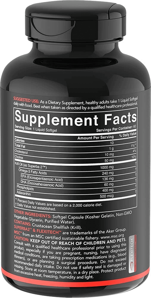 Antarctic Krill Oil 500Mg with Omega-3 EPA & DHA + Astaxanthin, Phospholipids & Choline | MSC Certified Sustainable & Non-Gmo Verified (120 Mini-Softgels)