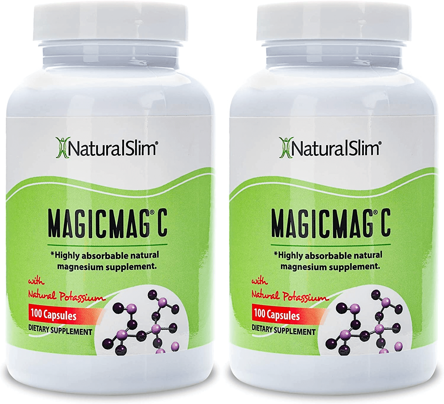Naturalslim Magicmag C Magnesium Citrate Capsules, 400 Mg – Magnesium Supplement with Natural Potassium | Sleep Support, Heart Health, and Muscle Cramp Relief | Gluten-Free, 100 Capsules (2 Pack) - vitamenstore.com