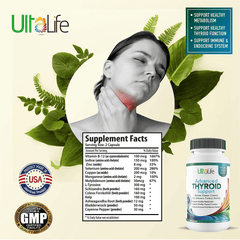 Ultalife Thyroid Support Complex with Iodine for Women & Men. Safe, Natural Supplements Increase Energy & Focus. Supplement Helps Mood, Joint Pain, Muscle Aches, Weight, Hormone + Immune Function - vitamenstore.com