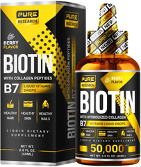 Biotin & Collagen 50,000Mcg Hair Growth Liquid Drops, Supports: Strong Nails, Glowing Skin, Healthy Hair Growth, More Absorption than Capsules & Pills (4Fl Oz) - vitamenstore.com
