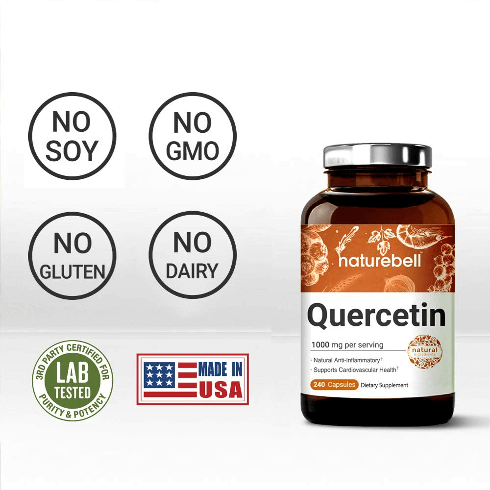NatureBell Quercetin 1000mg Per Serving, 240 Capsules, Super Immune Vitamins and Quercetin Vitamins, Powerfully Supports Cardiovascular Health, Immune System and Bioflavonoids for Cellular Function - Vitamenstore.com