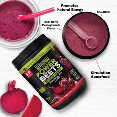 Nature Fuel Power Beets Super Concentrated Circulation Superfood Dietary Supplement – Delicious Acai Berry Pomegranate Flavor – Non-GMO Beet Root Powder - 60 Servings - vitamenstore.com
