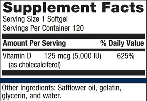 Metagenics D3 5000™ – Vitamin D Supplement 5,000 IU (325 mcg) – Support for Bone, Cardiovascular, and Immune Health* | 120 softgels | Free Shipping | Vitamenstore.com