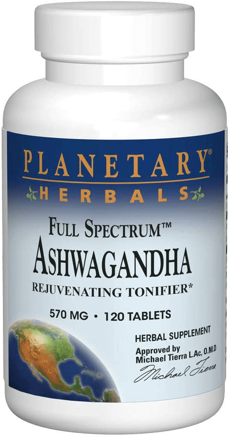 Planetary Herbals Ashwagandha Full Spectrum 570 mg, Rejuvenating Tonifier,120 Tablets - vitamenstore.com