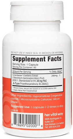 Cranberex Cranberry Concentrate Supplement Pills | Cranberry Extract Capsules for Urinary Tract Health and Kidney Care | 36mg PAC | Free Shipping | Vitamenstore.com