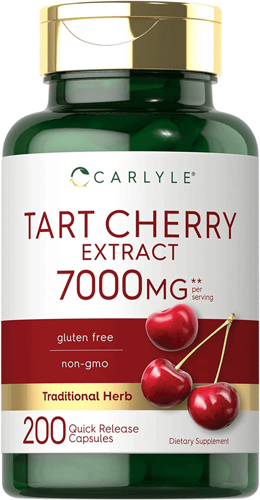 Tart Cherry Capsules | 7000 mg | 200 Pills | Max Potency | Non-GMO, Gluten Free | Tart Cherry Juice Extract | by Carlyle - Vitamenstore.com