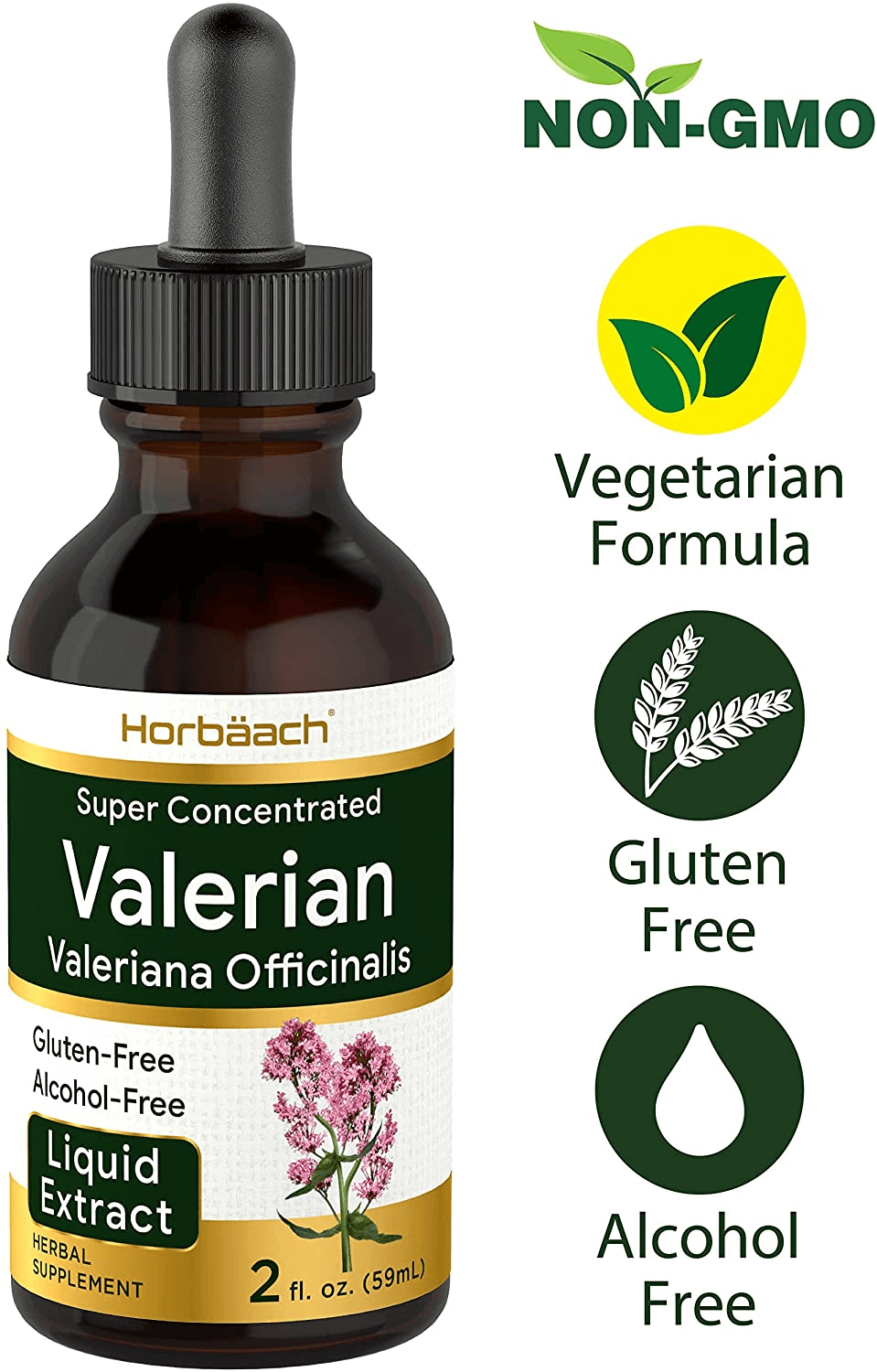 Valerian Root Extract Drops | 2 Fl Oz | Alcohol Free | Vegetarian, Non- GMO Gluten Free Liquid | by Horbaach - vitamenstore.com