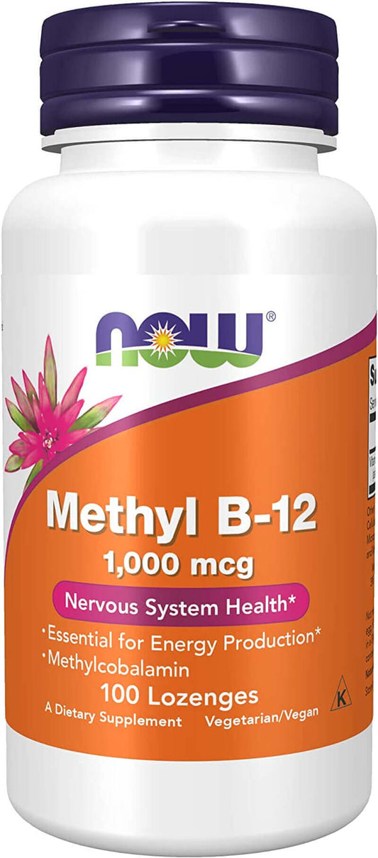 NOW Supplements, Methyl B-12 (Methylcobalamin) 1,000 Mcg, Nervous System Health*, 100 Lozenges - vitamenstore.com
