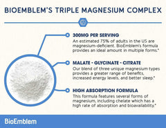 Bioemblem Triple Magnesium Complex | 300Mg of Magnesium Glycinate, Malate, & Citrate for Muscles, Sleep, Calm, & Energy | High Absorption | Vegan, Non-Gmo | 90 Capsules - vitamenstore.com