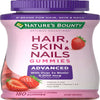 Nature'S Bounty Advanced Hair, Skin and Nails Strawberry Gummies, 6000Mcg Biotin, 180 Ct.