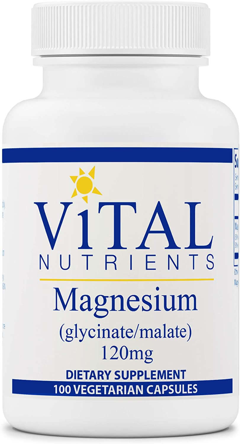 Vital Nutrients Magnesium (Glycinate/Malate) 120Mg - Formulated to Support Teeth, Bones, and Heart Health - Soy Free, Gluten Free, Dairy Free - 100 Vegetarian Capsules - vitamenstore.com