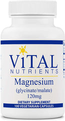 Vital Nutrients Magnesium (Glycinate/Malate) 120Mg - Formulated to Support Teeth, Bones, and Heart Health - Soy Free, Gluten Free, Dairy Free - 200 Vegetarian Capsules - vitamenstore.com