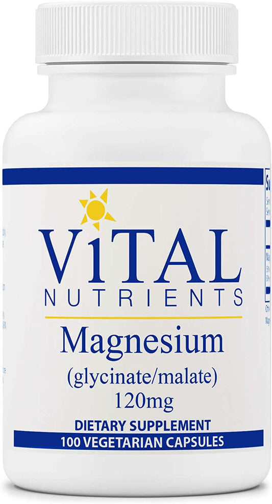 Vital Nutrients Magnesium (Glycinate/Malate) 120Mg - Formulated to Support Teeth, Bones, and Heart Health - Soy Free, Gluten Free, Dairy Free - 100 Vegetarian Capsules - vitamenstore.com