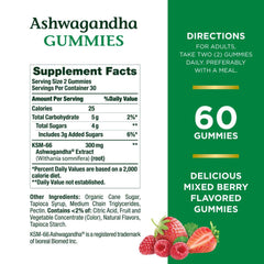Nature’S Bounty Ashwagandha Gummies, 300Mg KSM-66 Ashwagandha Extract, Mixed Berry, 60 Gummies - vitamenstore.com