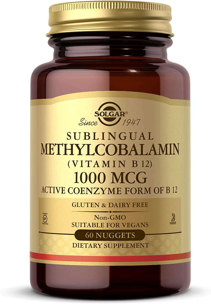 Solgar Methylcobalamin 1000 Mcg, 60 Nuggets - Supports Energy Metabolism - Body-Ready, Active Form of Vitamin B12 - Vitamin B - Non GMO, Vegan, Gluten & Dairy Free, Kosher - 60 Servings